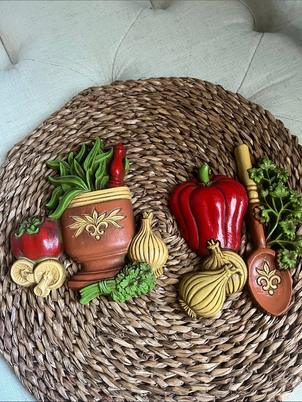 Vintage Dart Industries “Spice Of Life” Vegetable Wall Plaques – Made in the USA
